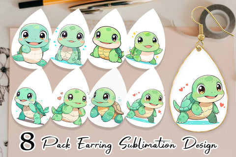 Earring Baby Sea Turtle Sublimation artnoy 