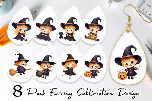Earring Baby Witch Halloween Sublimation artnoy 