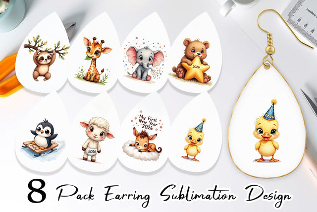 Earring Baby's First New Year 2026 Sublimation artnoy 