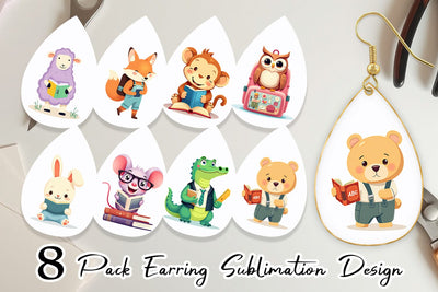 Earring Back to School Animals Sublimation artnoy 