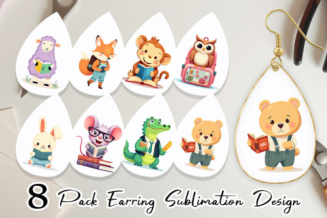 Earring Back to School Animals Sublimation artnoy 