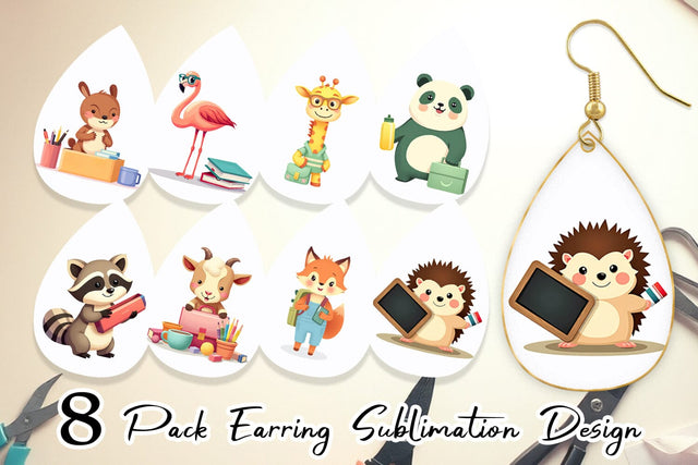 Earring Back to School Animals Sublimation artnoy 
