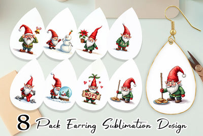 Earring Bah Humbug Gnomes: A Sarcastic Watercolor Sublimation artnoy 