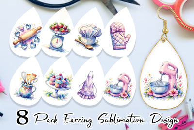 Earring Baking Queen Kitchen Sublimation artnoy 