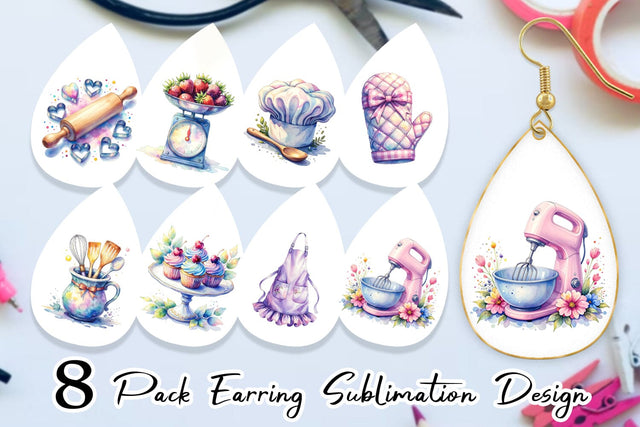 Earring Baking Queen Kitchen Sublimation artnoy 