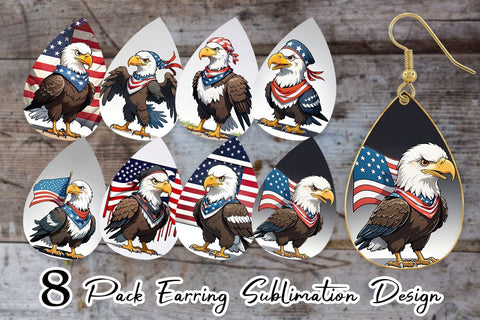 Earring Bald Eagle 4th of July Sublimation artnoy 