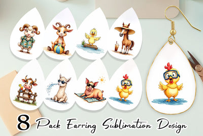 Earring Barnyard Burnout Sarcastic Summer Watercolors Sublimation artnoy 