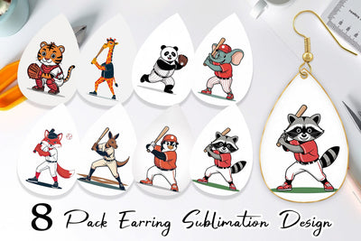 Earring Baseball Animal Sublimation artnoy 