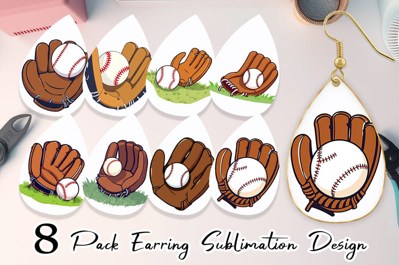 Earring Baseball Glove Sublimation artnoy 