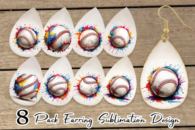 Earring Baseball Paint Splashes Sublimation artnoy 
