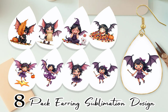 Earring Bat Fairy Mishaps Sublimation artnoy 