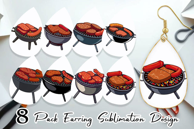 Earring BBQ Grill Sublimation artnoy 