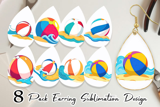 Earring Beach Ball Sublimation artnoy 