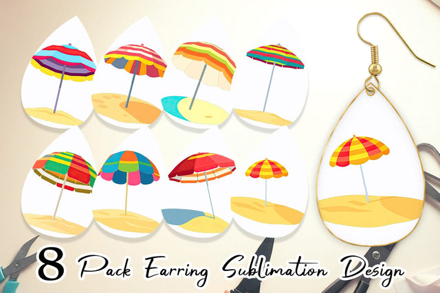 Earring Beach Umbrella Sublimation artnoy 