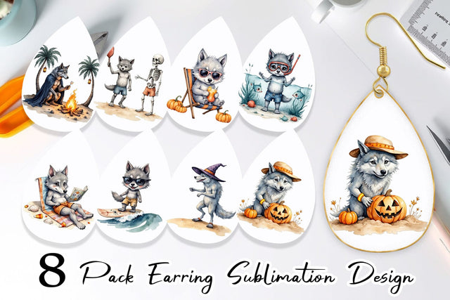 Earring Beachy Werewolf Howls Sublimation artnoy 