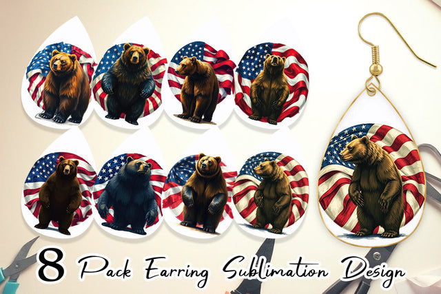 Earring Bear 4th of July Sublimation artnoy 