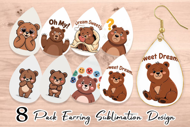 Earring Bear Mood Sublimation artnoy 