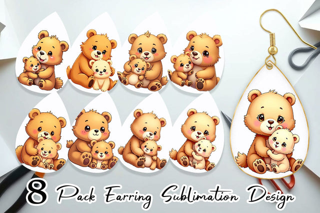Earring Bear Mother's Day Sublimation artnoy 