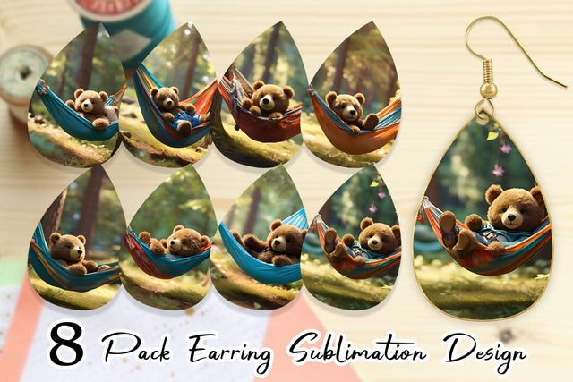 Earring Bear on Summer Day Sublimation artnoy 