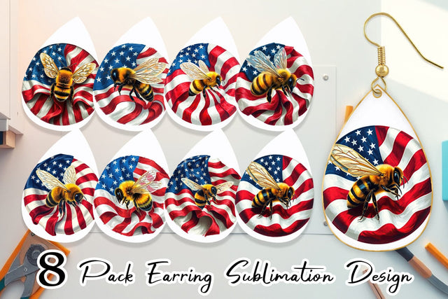 Earring Bee 4th of July Sublimation artnoy 