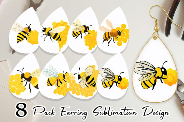Earring Bee and Honeycomb Sublimation artnoy 