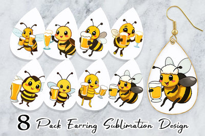 Earring Bee Beer Day Sublimation artnoy 