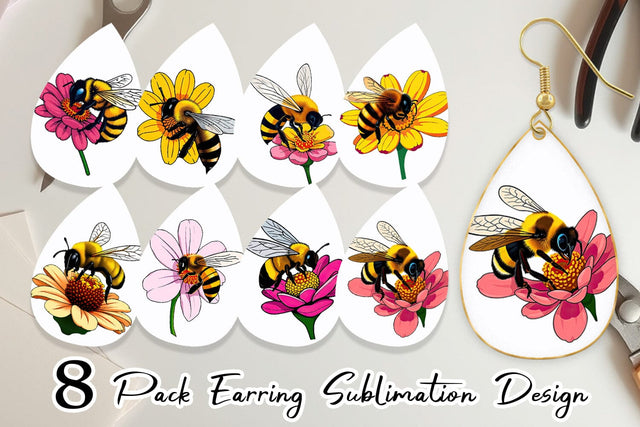 Earring Bee on Flower Sublimation artnoy 