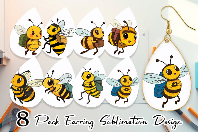 Earring Bee with Backpack Sublimation artnoy 
