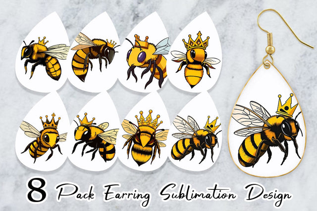 Earring Bee with Crown Sublimation artnoy 