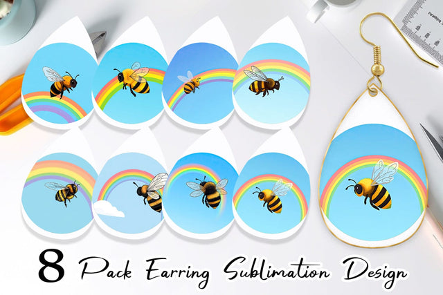 Earring Bee with Rainbow Sublimation artnoy 