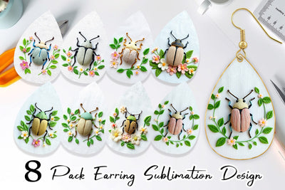 Earring Beetle Embroidery Sublimation artnoy 