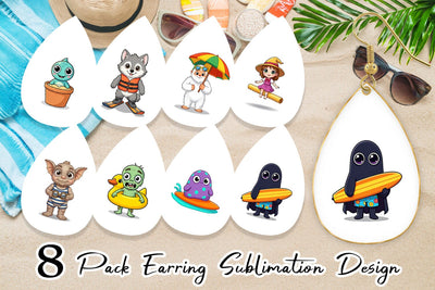 Earring Big Eye Summer Monster Surfing Sublimation artnoy 