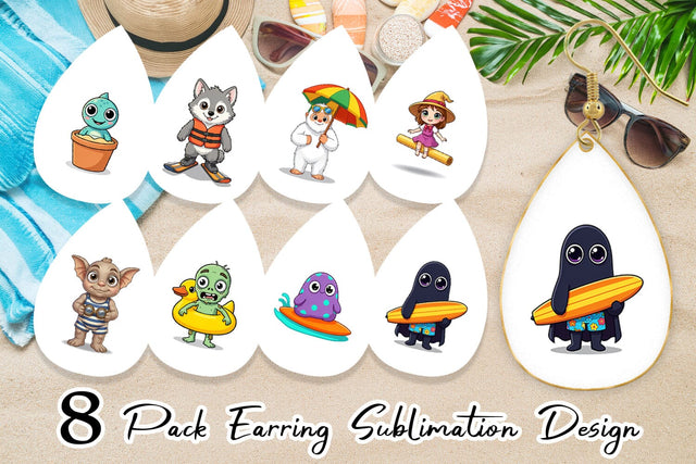 Earring Big Eye Summer Monster Surfing Sublimation artnoy 
