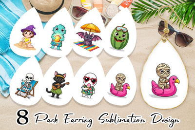 Earring Big Eye Summerween Beach Party Sublimation artnoy 