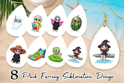 Earring Big Eye Summerween Pool Party Sublimation artnoy 