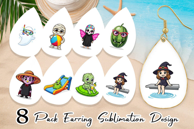 Earring Big Eye Summerween Pool Party Sublimation artnoy 