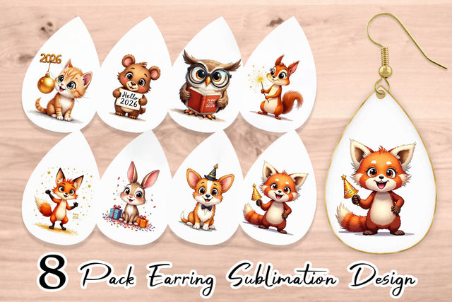 Earring Big-Eyed New Year's Animal Party 2026 Sublimation artnoy 
