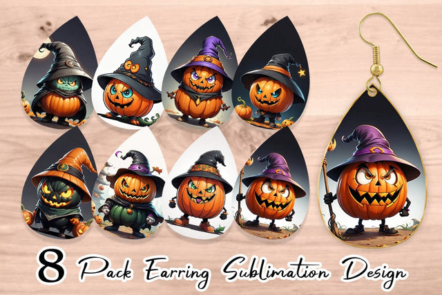 Earring Big Scary Pumpkin Sublimation artnoy 