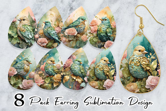 Earring Bird and Botanical Sublimation artnoy 