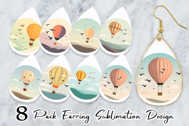 Earring Bird Hot Air Balloon Sublimation artnoy 