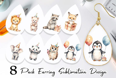 Earring Birthday Baby Beasts Sublimation artnoy 