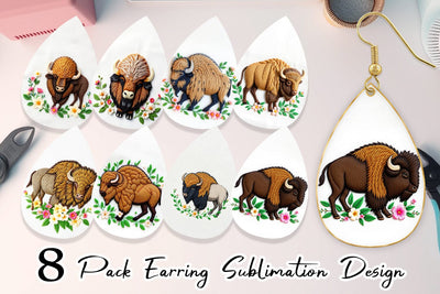 Earring Bison Embroidery Sublimation artnoy 