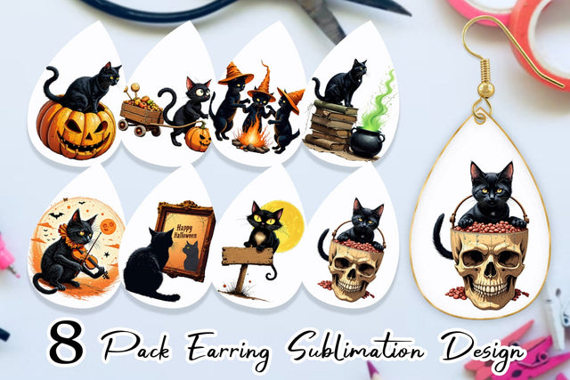 Earring Black Cat Sublimation artnoy 
