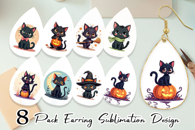 Earring Black Cats Sublimation artnoy 