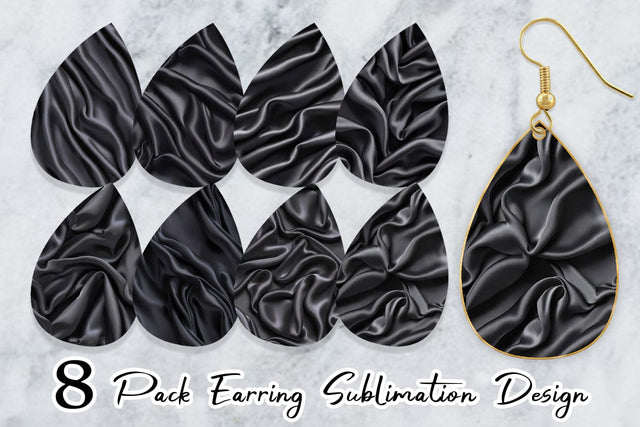 Earring Black Silk Pattern Sublimation artnoy 