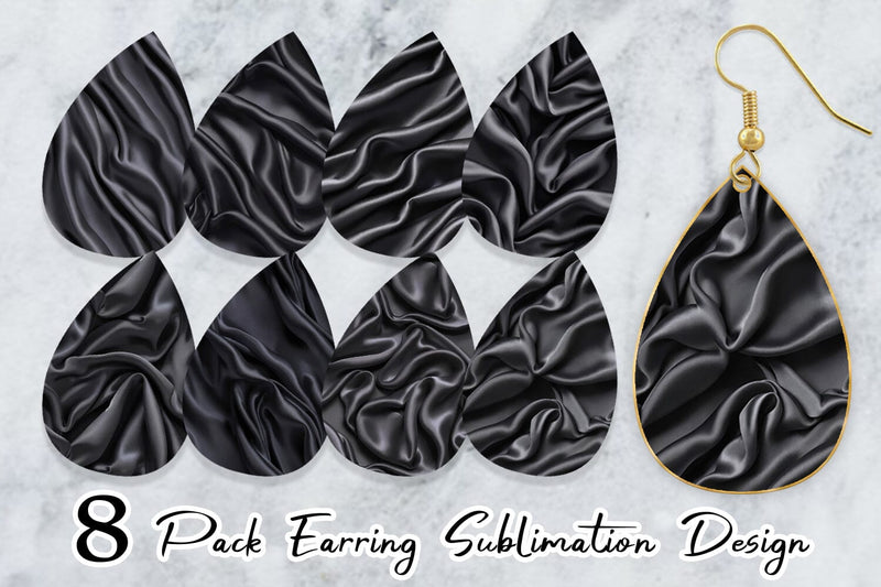 Earring Black Silk Pattern Sublimation artnoy 