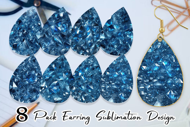 Earring Blue Crystal Sublimation artnoy 