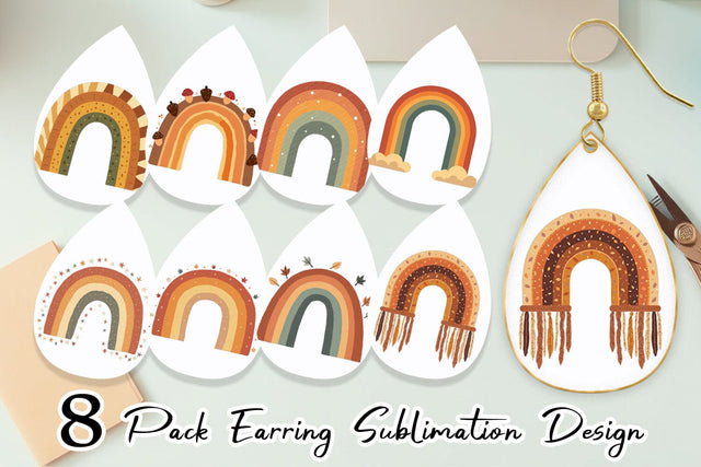 Earring Boho Autumn Rainbows Sublimation artnoy 