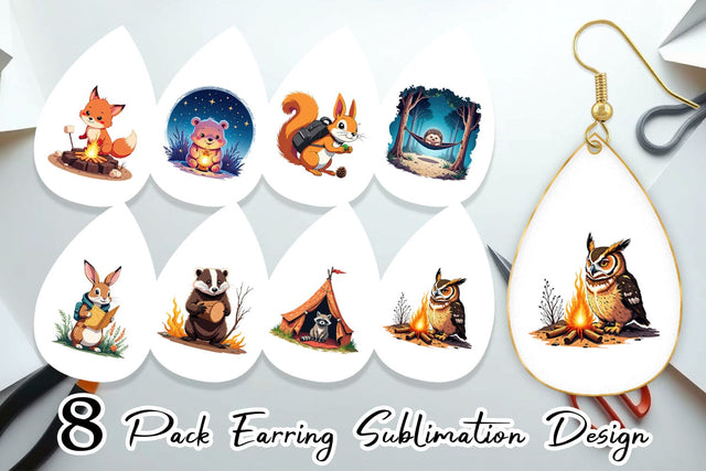 Earring Boho Camping Animals Sublimation artnoy 
