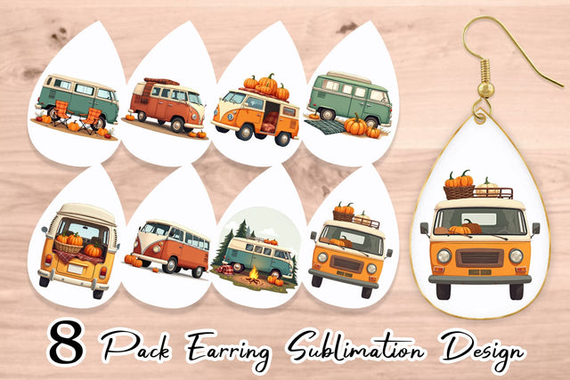 Earring Boho Fall Camper Sublimation artnoy 
